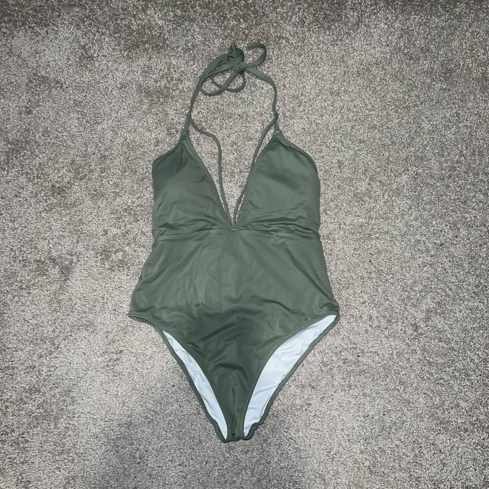 Olive green swimsuit worn 1x